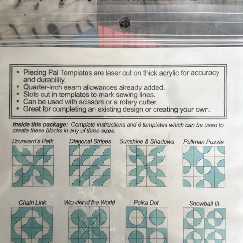 Piecing Pal Templates - Drunkard's Path Set